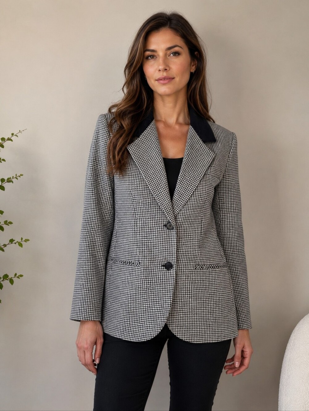 Vintage Collectible Gold Giorgio Sant’Angelo Houndstooth Blazer